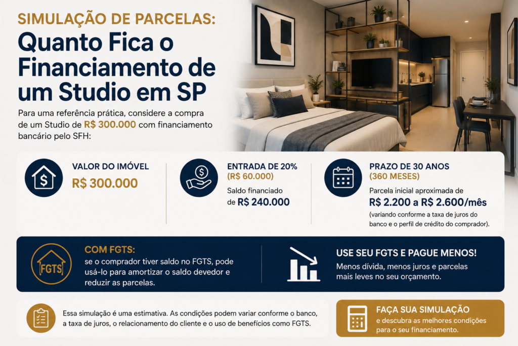 simulacao parcelas financiamento studio em sao paulo